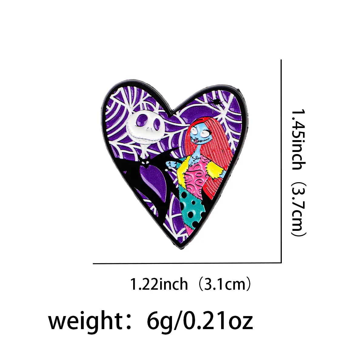 Jack and Sally Spider Web Heart Enamel Pin 1