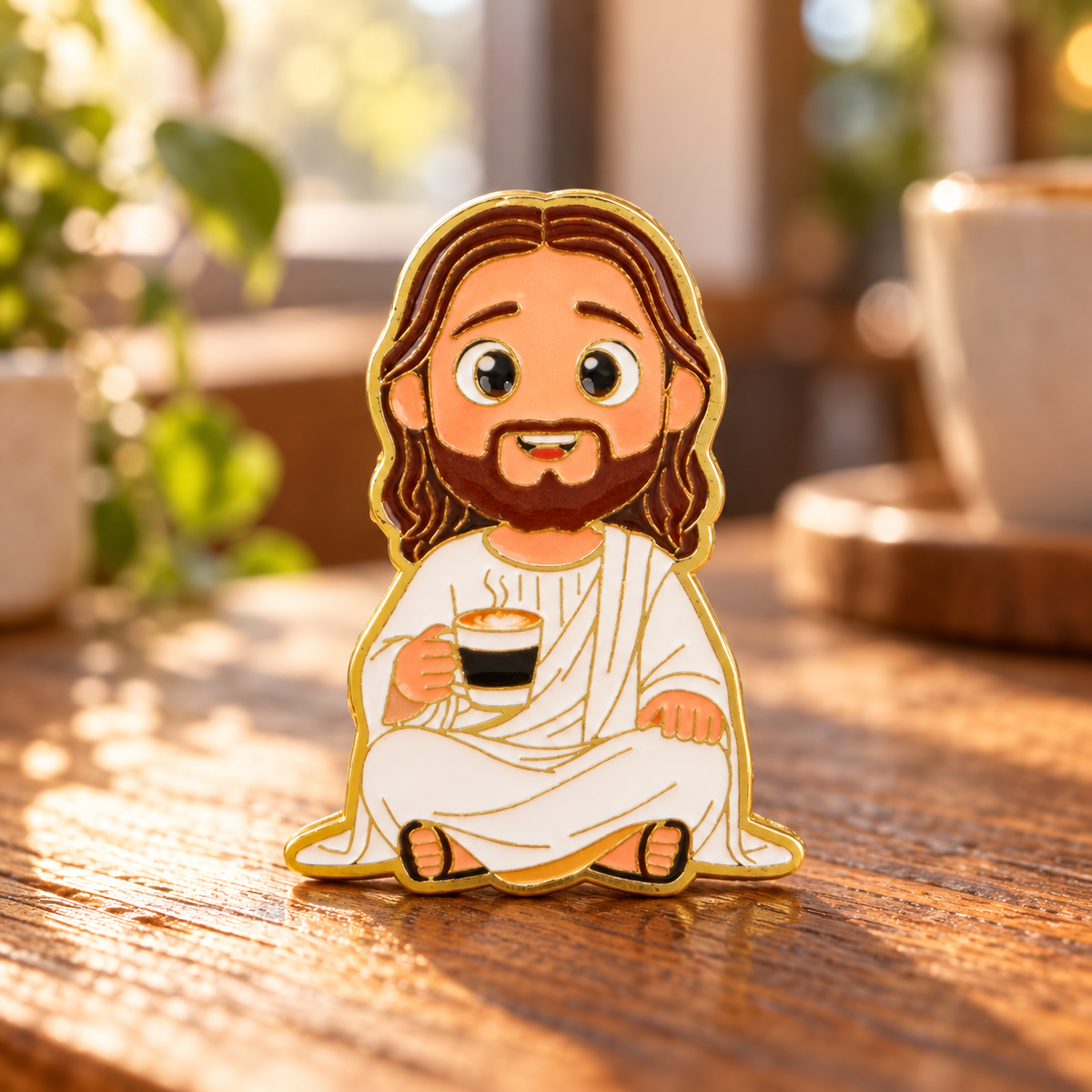 Cartoon Jesus Pin – décor de café