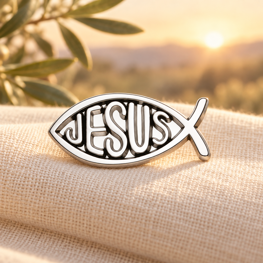 Jesus Fish Pin — styled product photo