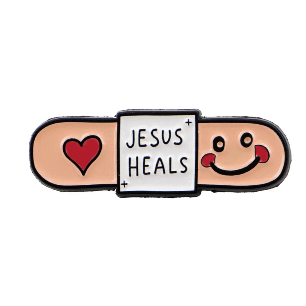 ’JESUS HEALS’ Enamel Pin Mental Health Brooch Pines Lapel Pins Badge on Backpack Clothing Accessories Fashion Jewelry