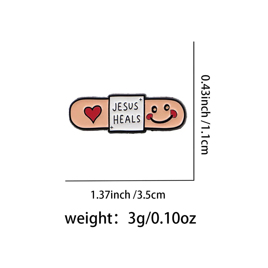 ’JESUS HEALS’ Enamel Pin Mental Health Brooch Pines Lapel Pins Badge on Backpack Clothing Accessories Fashion Jewelry