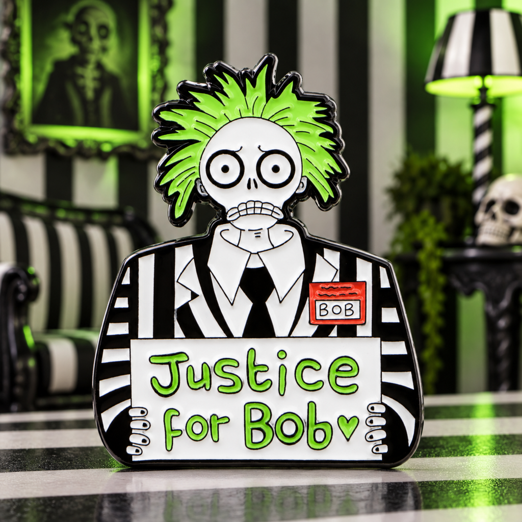 Justice For Bob Pin on a themed spooky background
