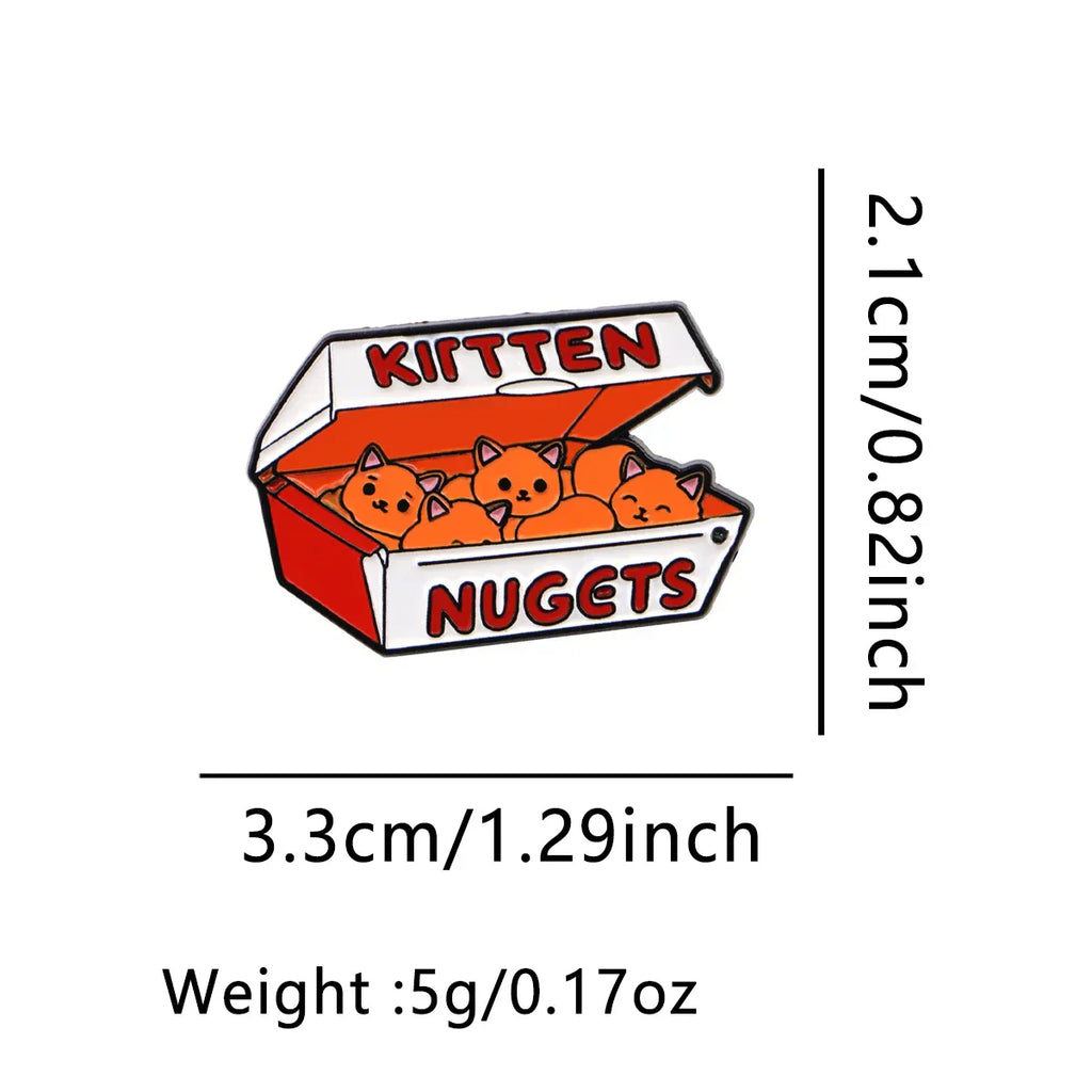 Cute ’Kitten Nuggets’ Enamel Pin Orange Cat Brooch Pines Lapel Pins Badge on Backpack Clothing Accessories Fashion