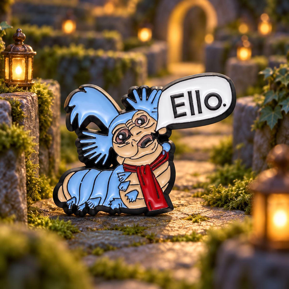 Labyrinth Ello Worm Pin — styled product photo