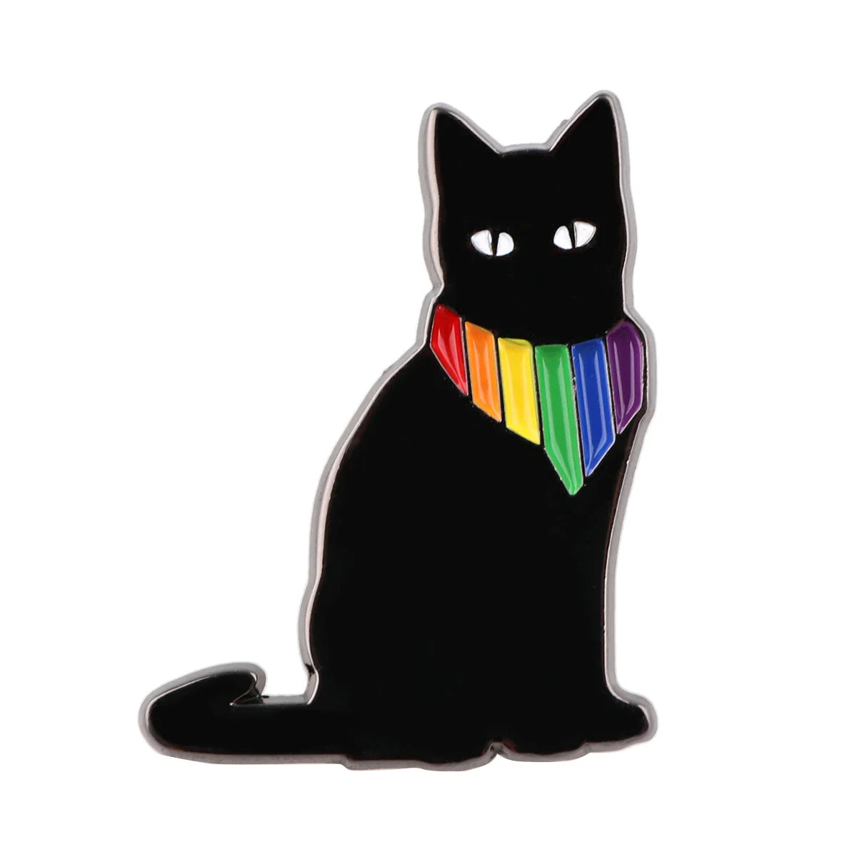LGBTQ Black Cat Rainbow Enamel Pin 1