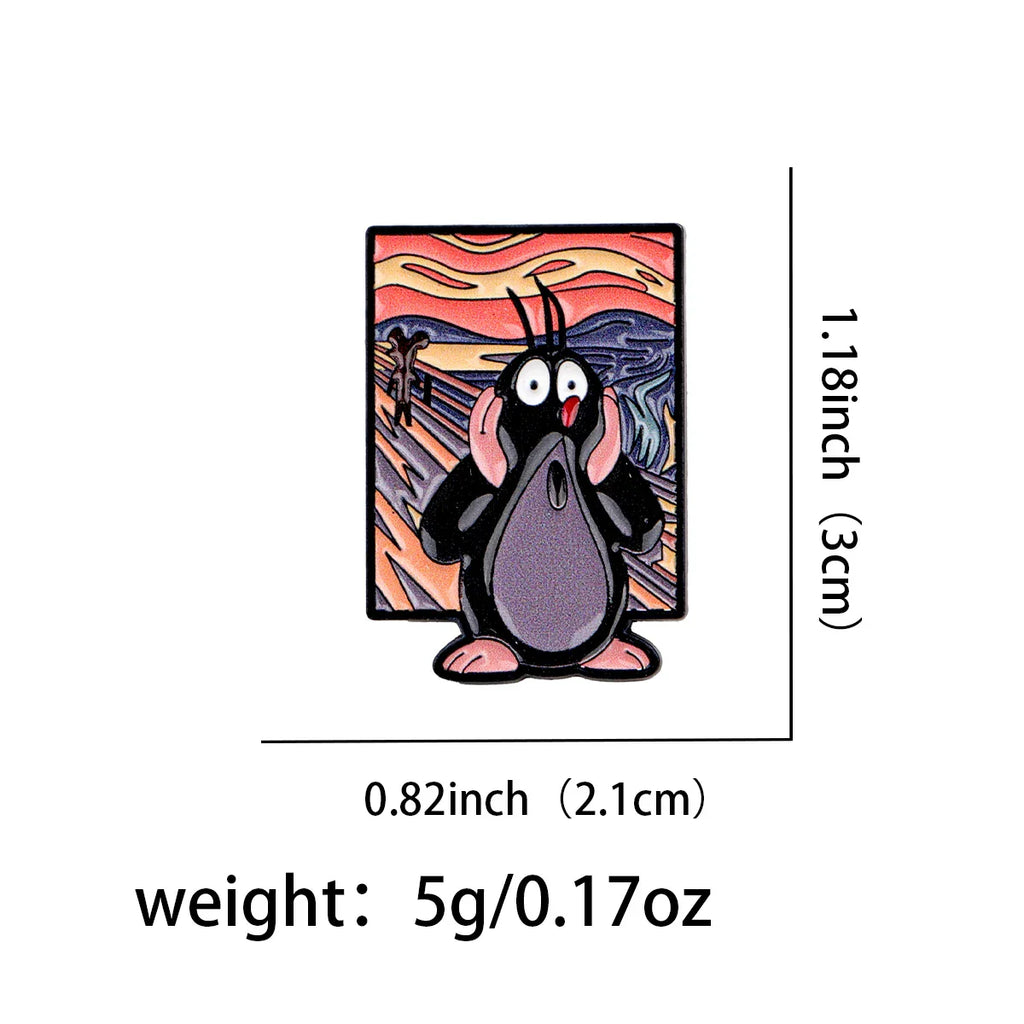 Cute Little Mole Enamel Pin Art Oil Painting Brooches Lapel Pins Badge on Backpack Clothing Accessories Animal Jewelry