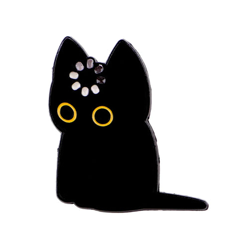 ’Loading’ Black Cat Enamel Pin Cute Brooch Pines Lapel Pins Badge on Backpack Clothing Accessories Animal Jewelry