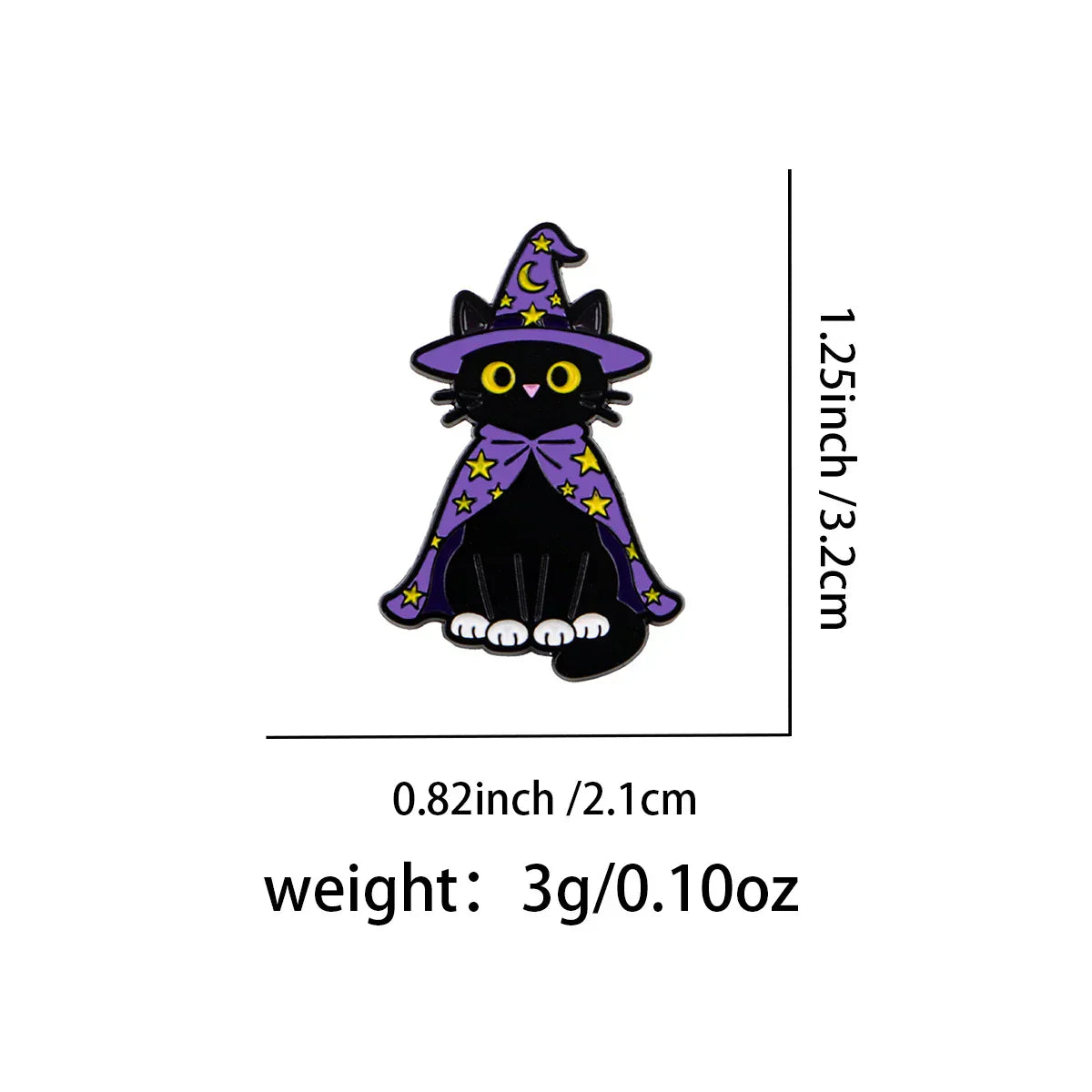 Magician Black Cat Enamel Pin Cute Witch Brooch Pines Lapel Pins Badge on Backpack Clothing Accessories Fashion Jewelry