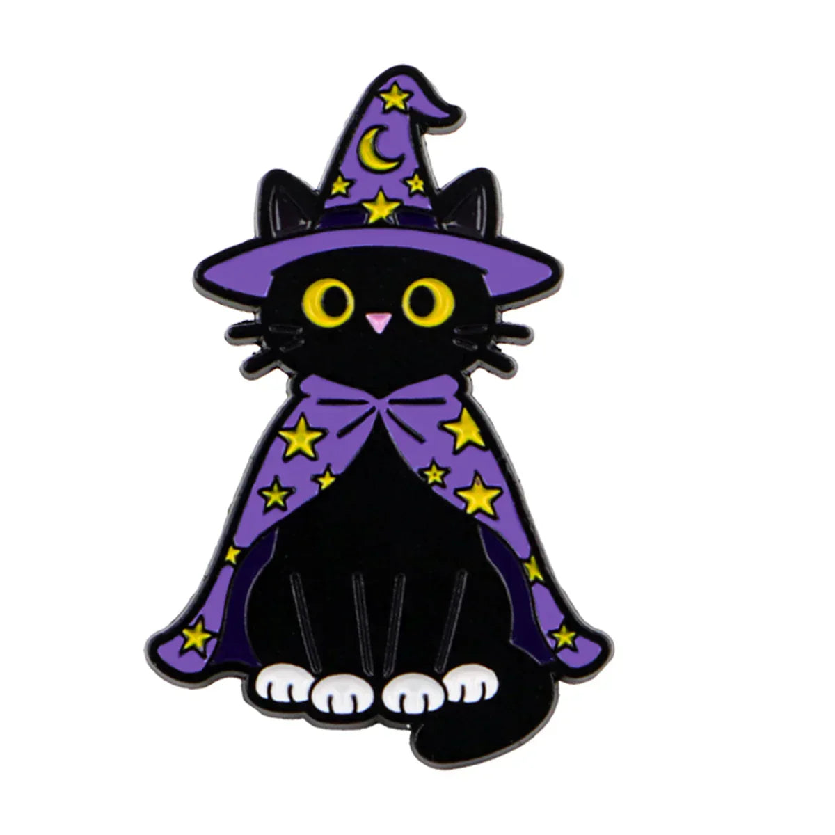 Magician Black Cat Enamel Pin Cute Witch Brooch Pines Lapel Pins Badge on Backpack Clothing Accessories Fashion Jewelry
