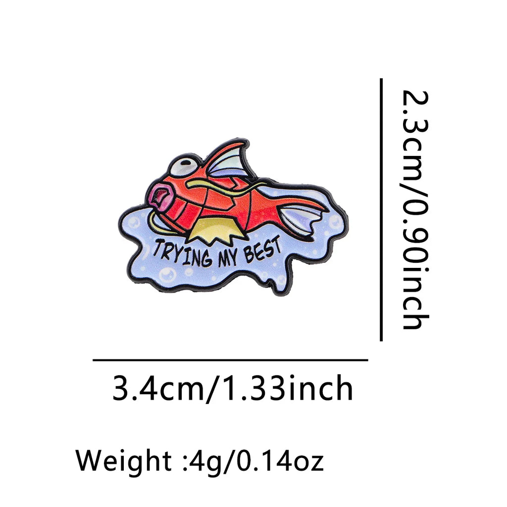 Cute Fish Enamel Pin Lapel Pins for Backpacks Cartoon Anime Brooches for Women Fashion Jewelry Accessories Friends Gift