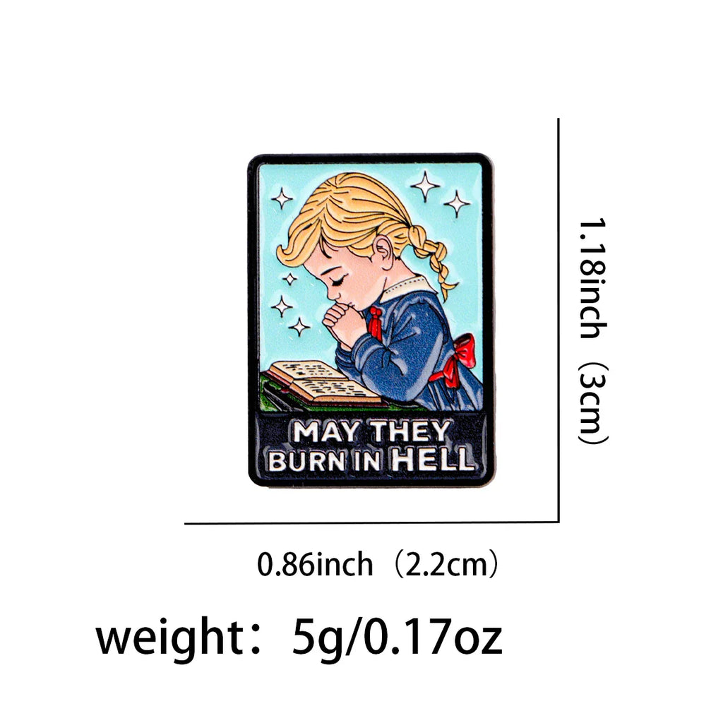 Prayer Girl Enamel Pin Humorous Brooch Pines Lapel Pins Badge on Backpack Clothing Accessories Fashion Jewelry Friends