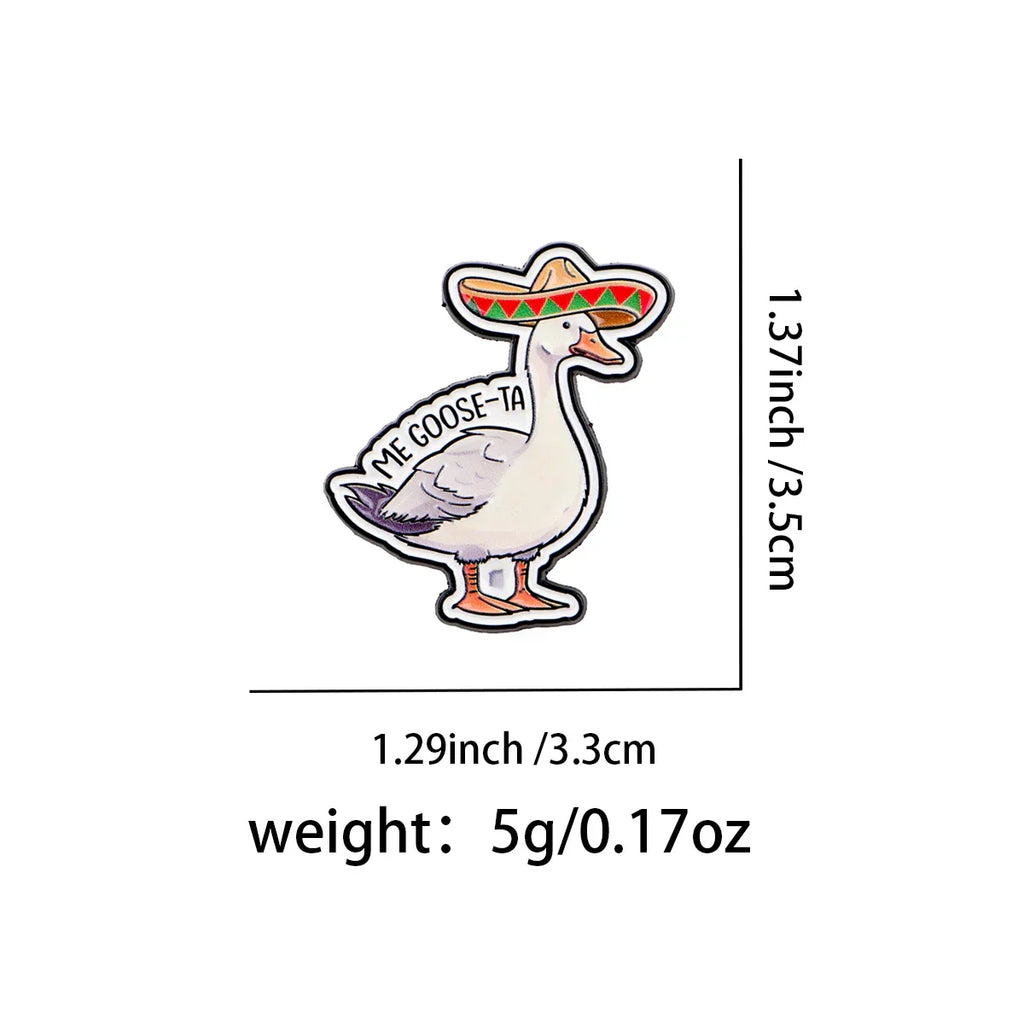 Mexican Funny Spanish Goose Enamel Pin Lapel Pins for Backpacks Brooches for Women Animal Jewelry Accessories Friends