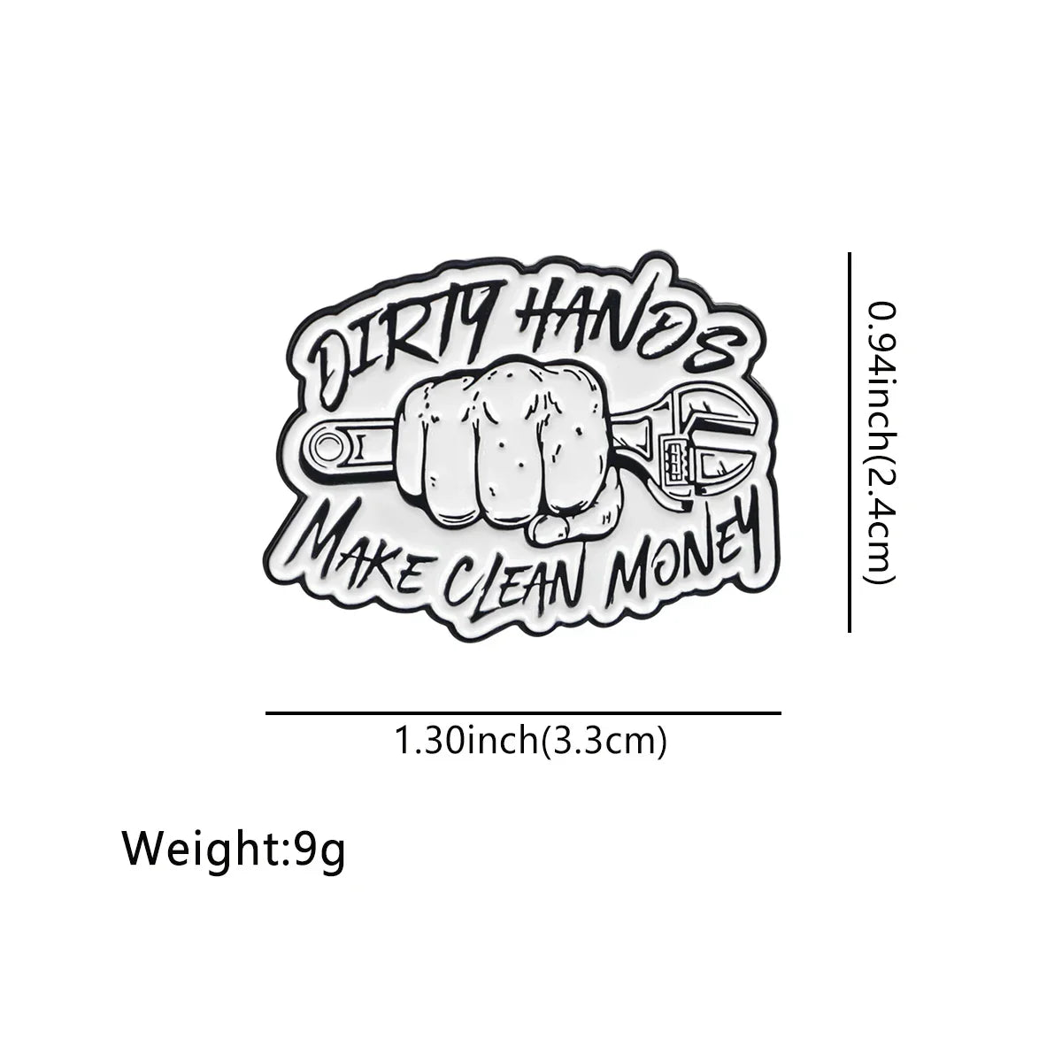 Mechanics Dirty Hands Make Clean Money Enamel Pin 1