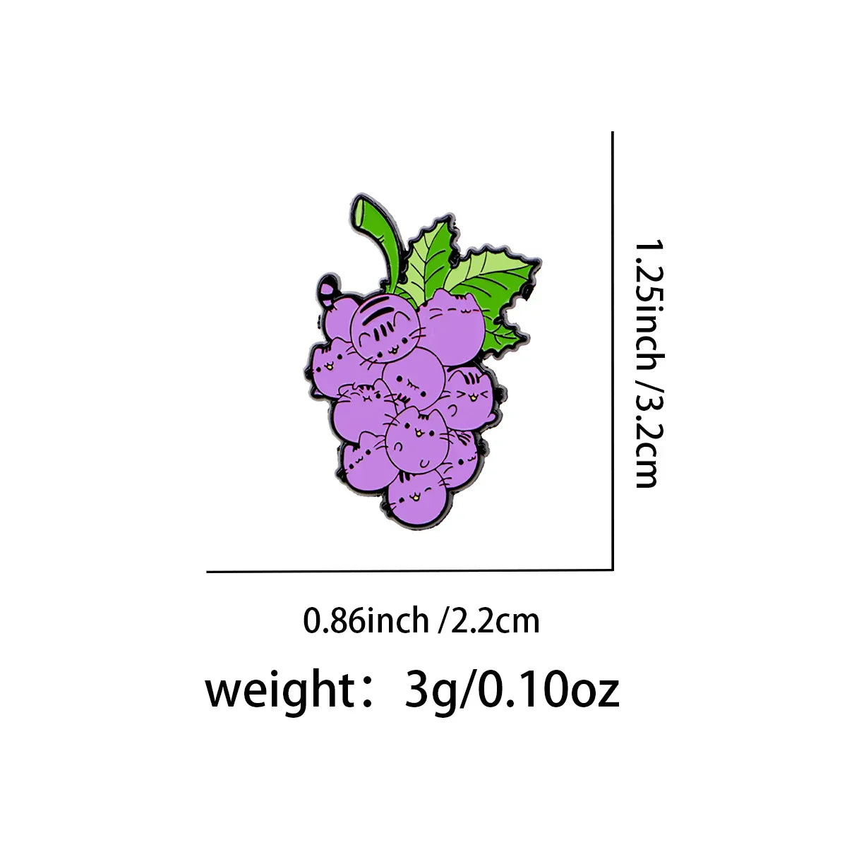 Cute Purple Cat Enamel Pin Grape Brooch Pines Lapel Pins Badge on Backpack Clothing Accessories Fashion Jewelry Friends