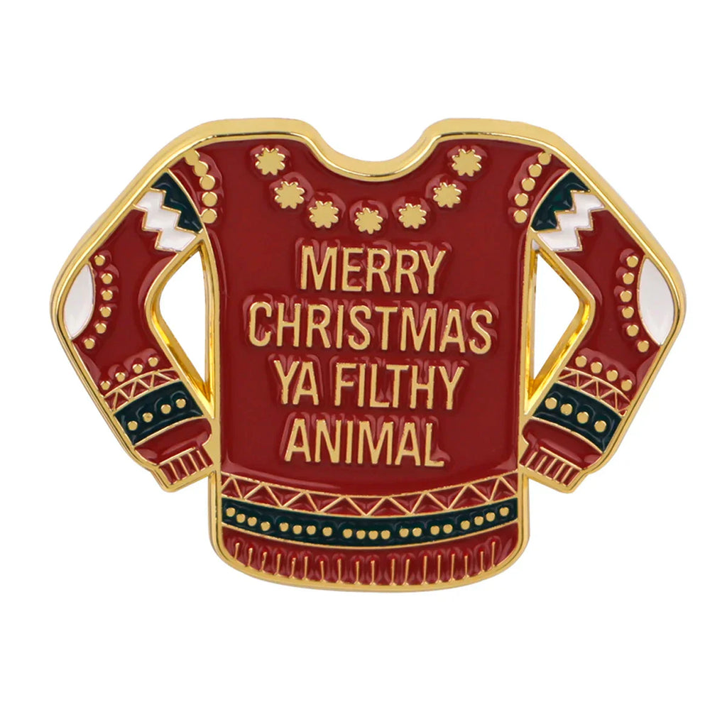 Merry Christmas Ya Filthy Animal Sweater Enamel Pin 1