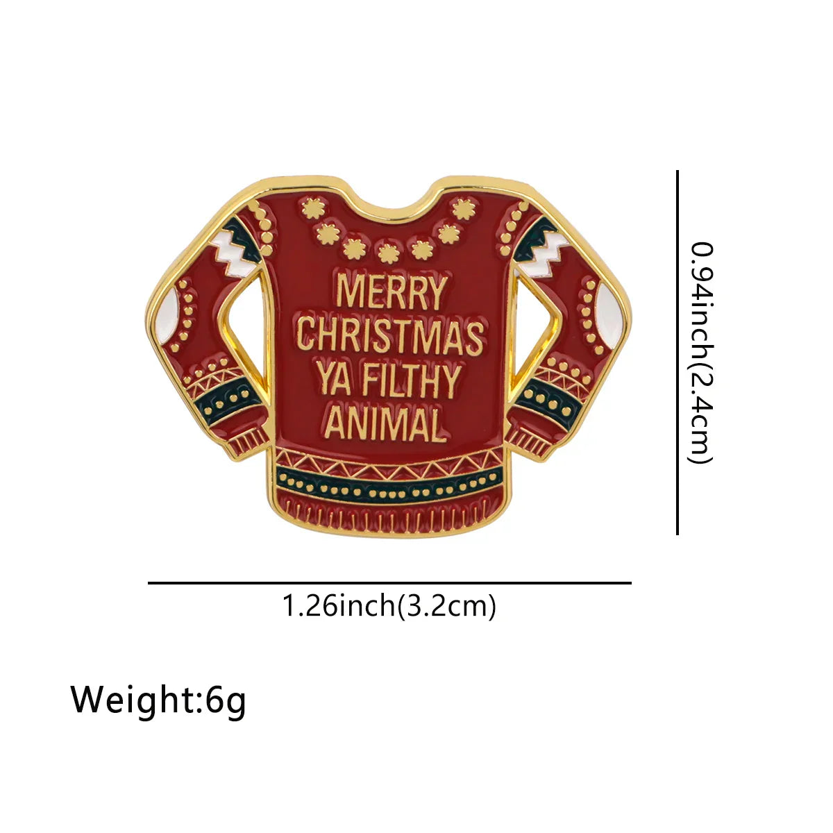 Merry Christmas Ya Filthy Animal Sweater Enamel Pin 1
