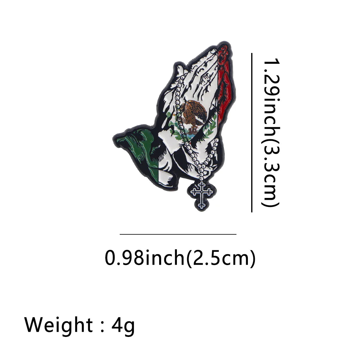 Mexican Flag Prayer Enamel Pin 1