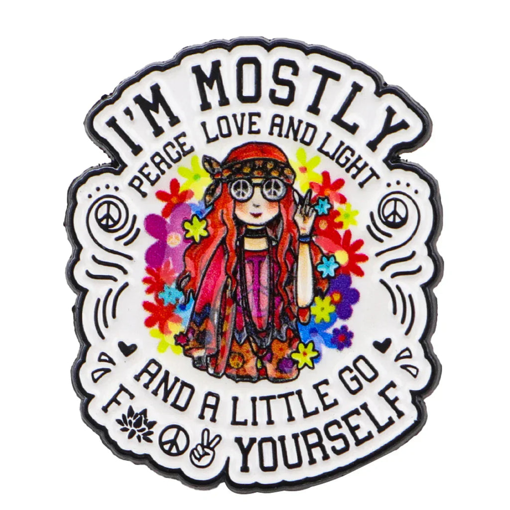 PEACE LOVE Enamel Pins Cartoon Girl Brooches Badge Quotes Lapel Pins for Backpacks Clothes Decoration Fashion Jewelry