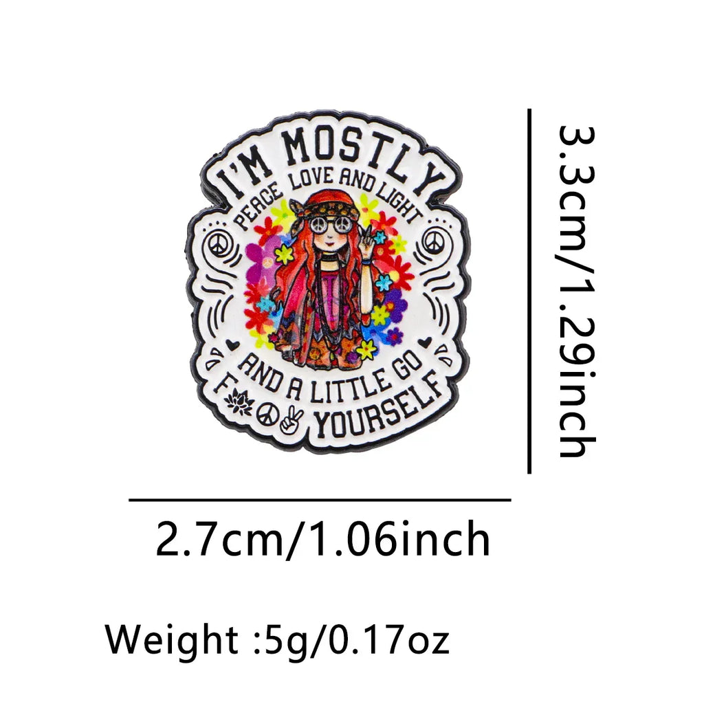 PEACE LOVE Enamel Pins Cartoon Girl Brooches Badge Quotes Lapel Pins for Backpacks Clothes Decoration Fashion Jewelry