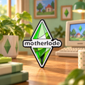 Motherlode green plumbob enamel pin in a nostalgic game-inspired room