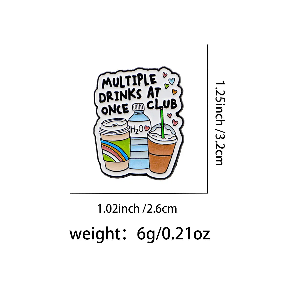 ’Multiple Drinks at Once Club’ Enamel Pin Cute Brooches Lapel Pins Badge Clothing Accessories Fashion Jewelry Coffee
