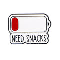 Battery Enamel Pin Need snacks Brooch Pines Lapel Pins Badge on Backpack Clothing Accessories Funny Jewelry Friends
