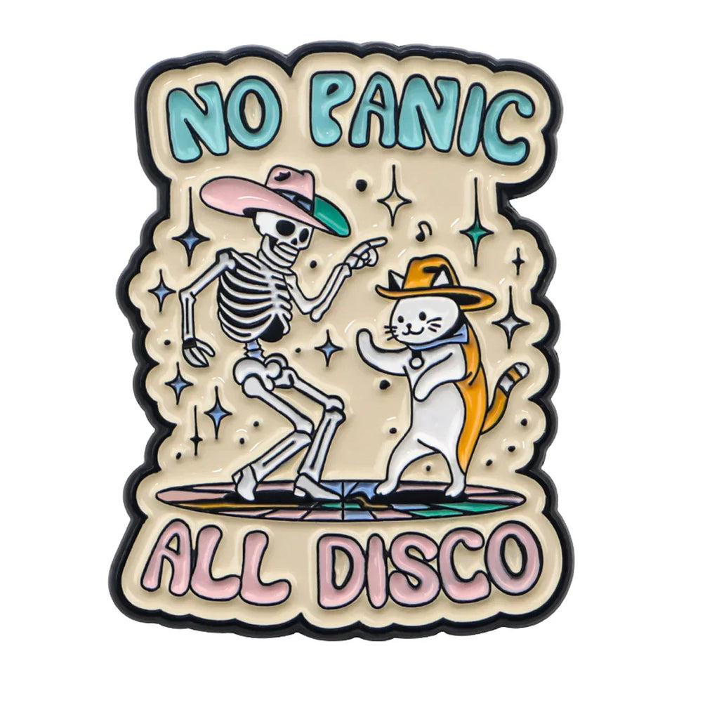 No Panic All Disco Skeleton & Cat Enamel Pin 1