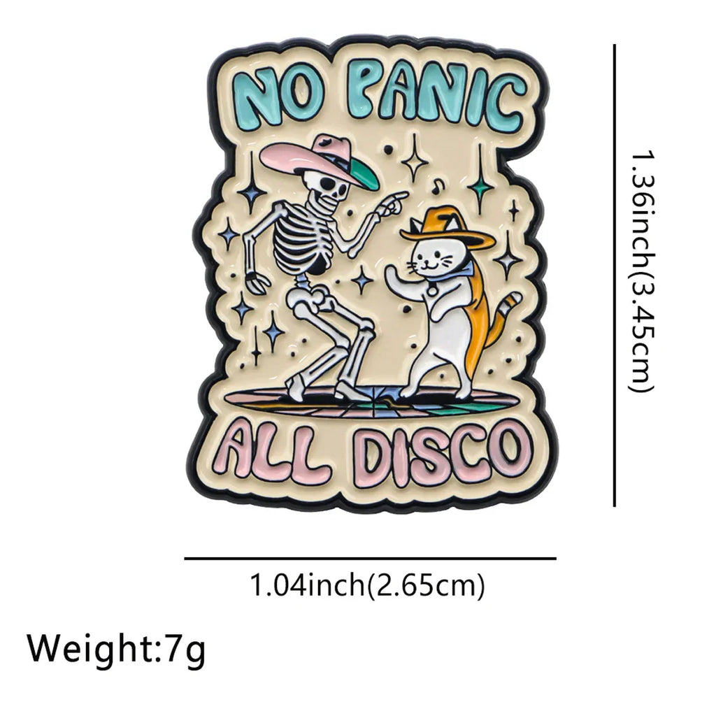No Panic All Disco Skeleton & Cat Enamel Pin 1