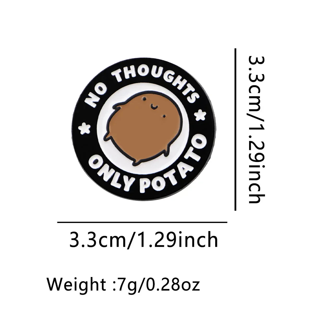 Cute Cartoon Potato Enamel Pin Funny ’No Ideas’ Brooch Pines Lapel Pins Round Badge Clothing Accessories Anime Jewelry