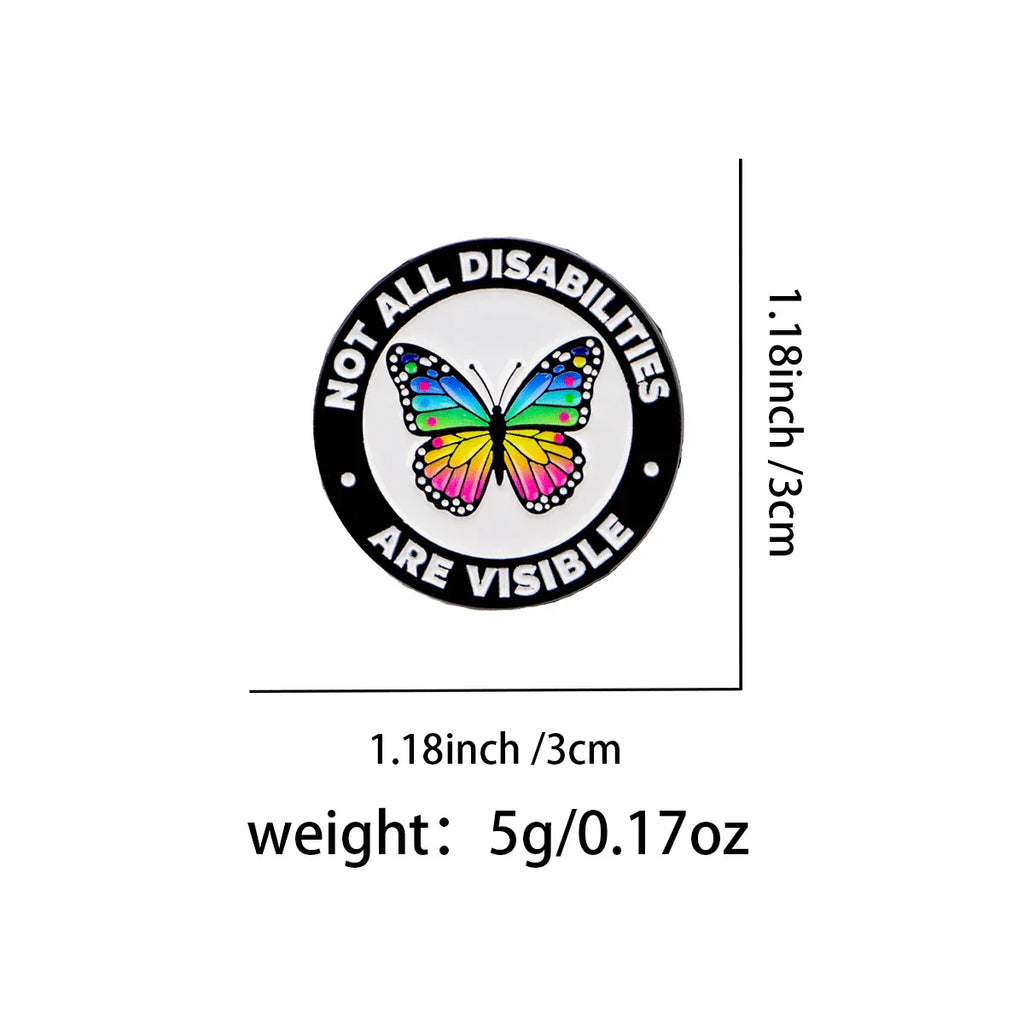 Invisible Disabled Butterfly Enamel Pin Round Brooches Lapel Pins Badge on Backpack Clothing Accessories Fashion