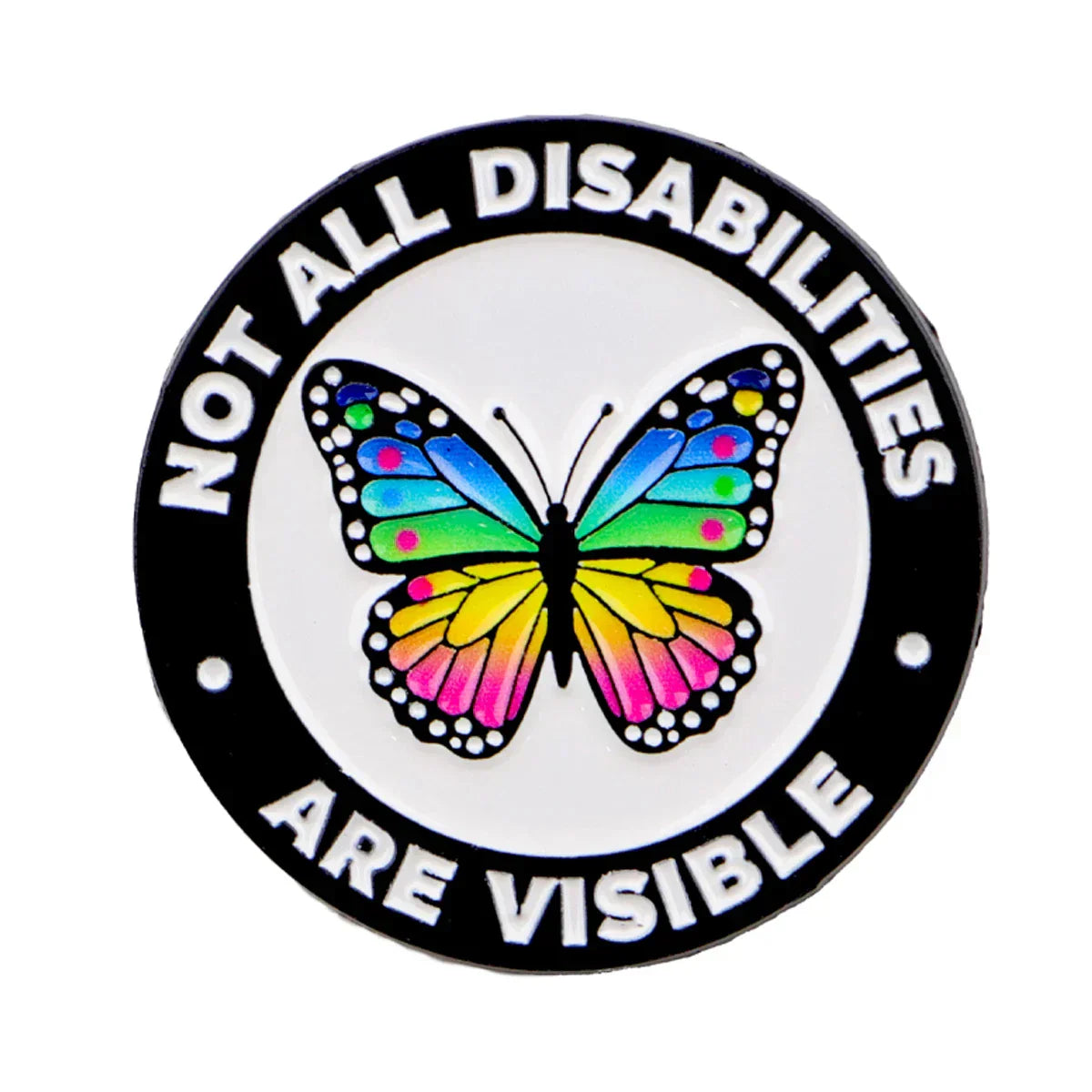Invisible Disabled Butterfly Enamel Pin Round Brooches Lapel Pins Badge on Backpack Clothing Accessories Fashion