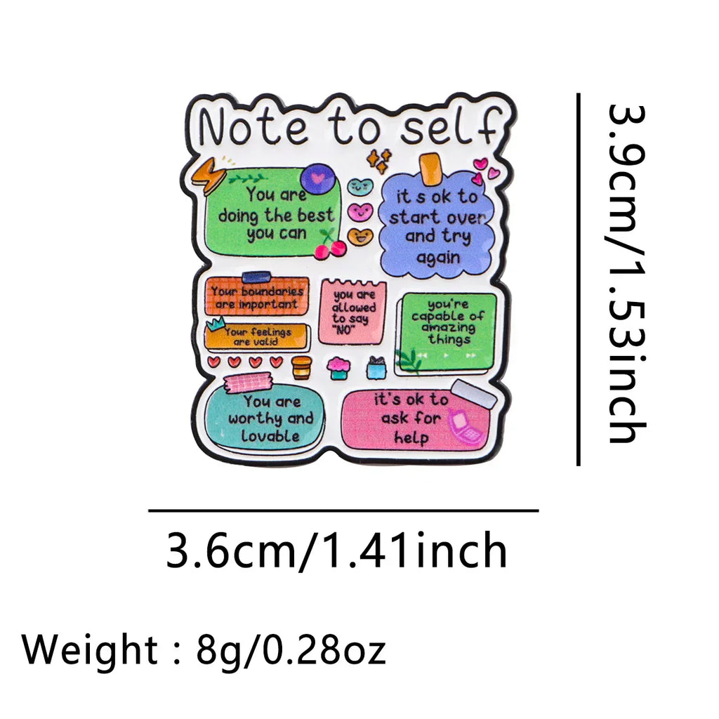 Motivational Quotes Enamel Pins Self-Love Reminder Notes Brooches Badge Lapel Pins Clothes Decoration Fashion Jewelry