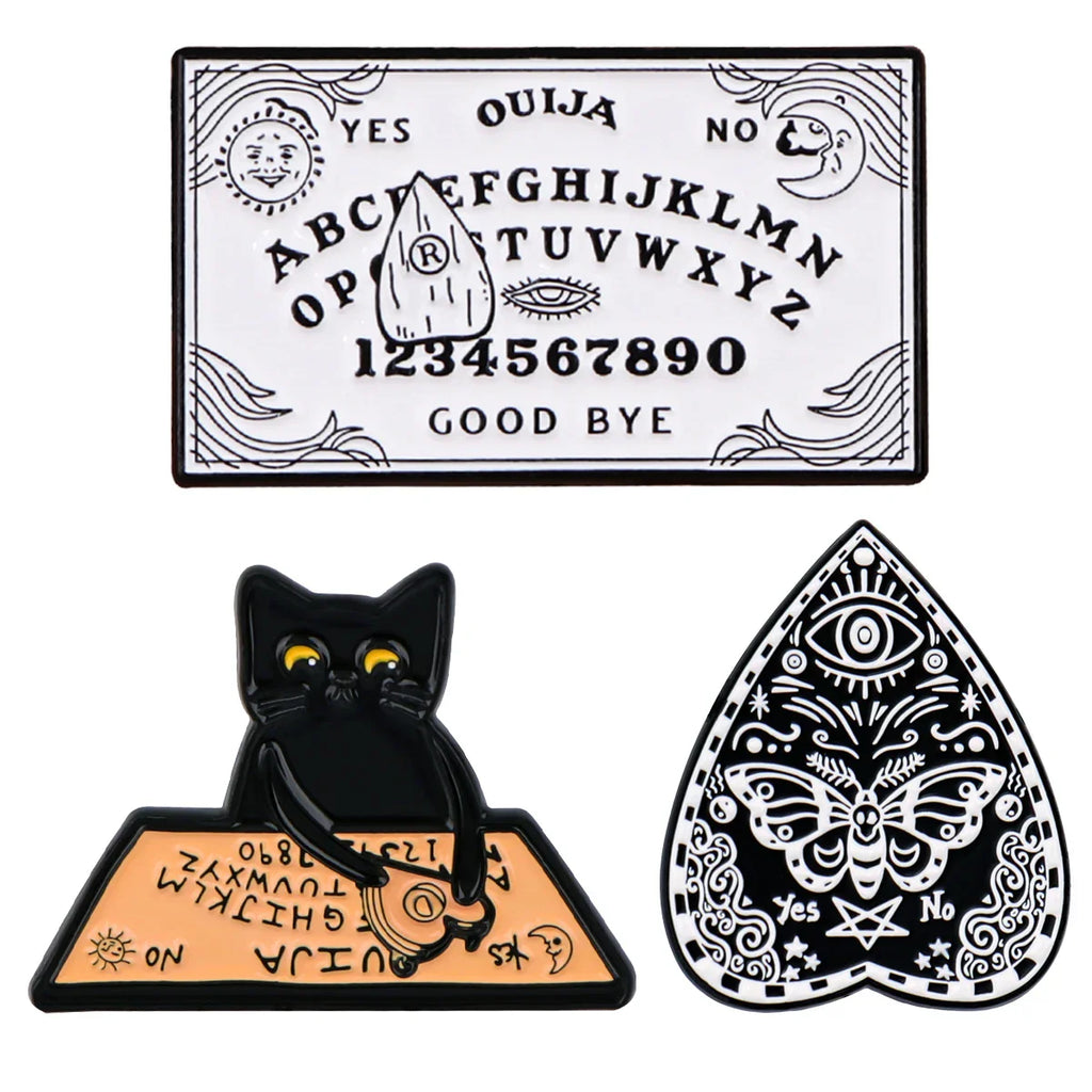 Punk Enamel Pins Funny Witch Brooches For Women Metal Gothic Black Cat Badge Animal Lapel Pins Jewelry Friend Halloween