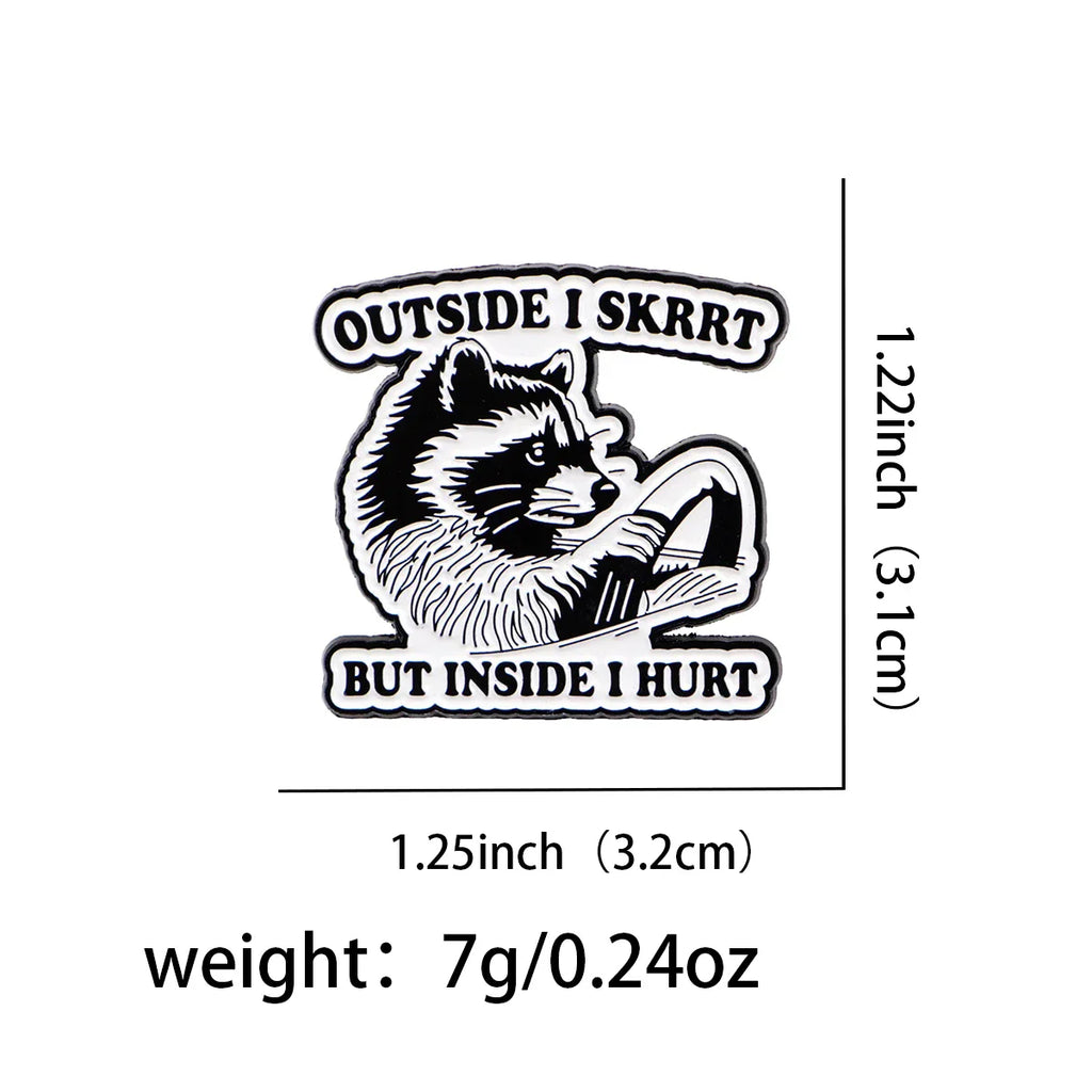 Outside I SKRRT Raccoon Driving Enamel Pin 1