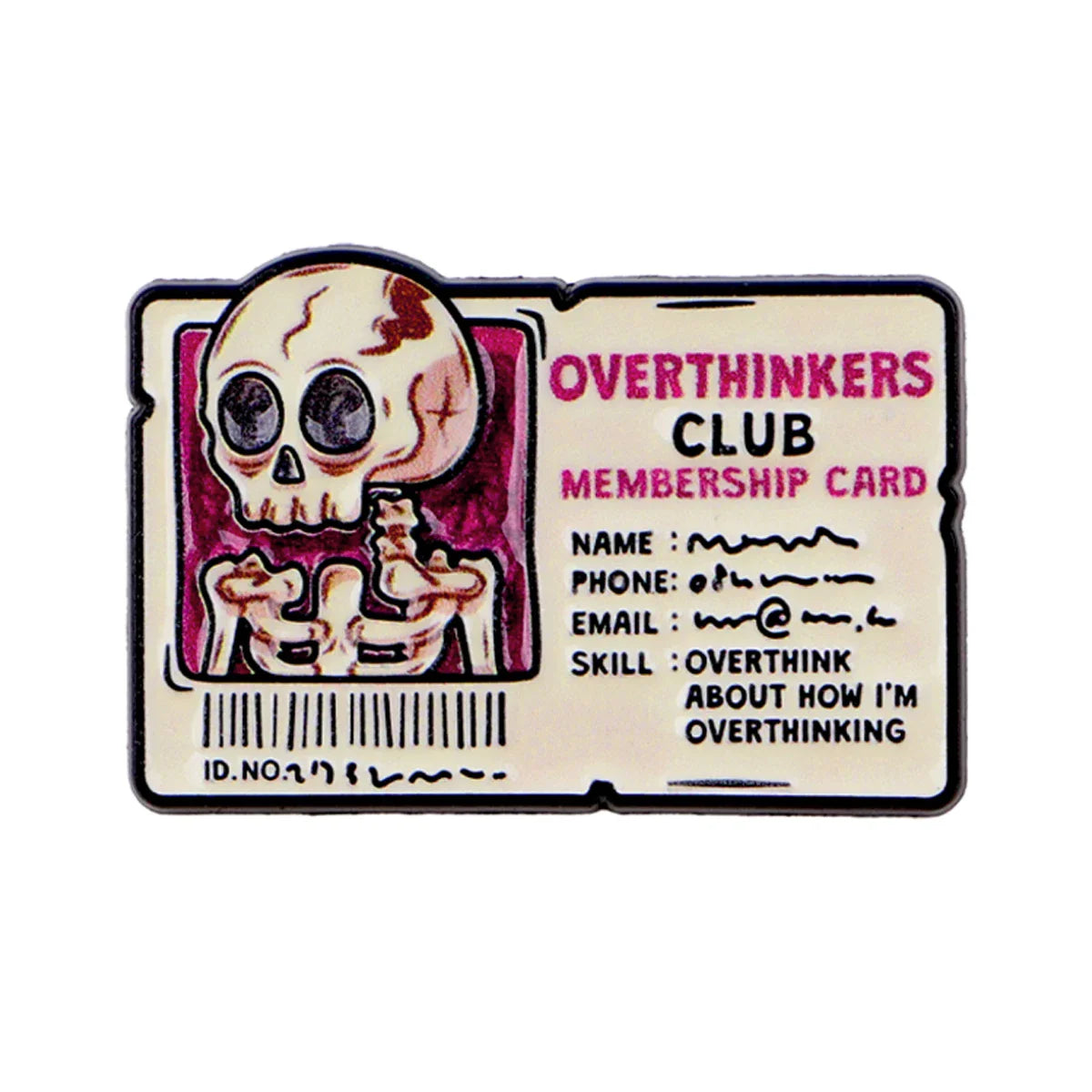 OVERTHINKERS CLUB Enamel Pin Lapel Pins for Backpacks Skeleton Brooches for Women Fashion Jewelry Accessories Friends