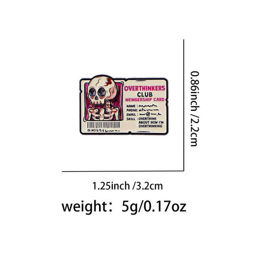 OVERTHINKERS CLUB Enamel Pin Lapel Pins for Backpacks Skeleton Brooches for Women Fashion Jewelry Accessories Friends