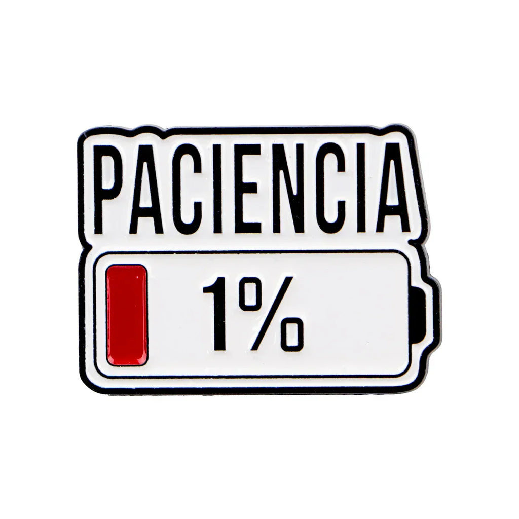 Spanish PACIENCIA Enamel Pin 1% Battery Brooch Pines Lapel Pins Badge on Backpack Clothing Accessories Fashion Jewelry