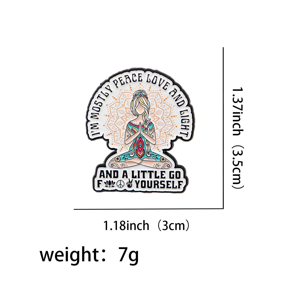 Peace Love And Light Yoga Enamel Pin 1