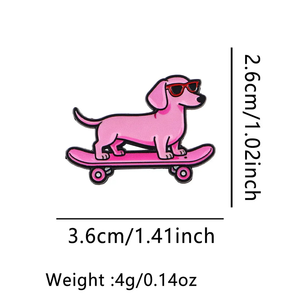 Cute Dachshund Enamel Pin Cartoon Dog Brooch Pines Lapel Pins Badge on Backpack Clothing Accessories Animal Jewelry