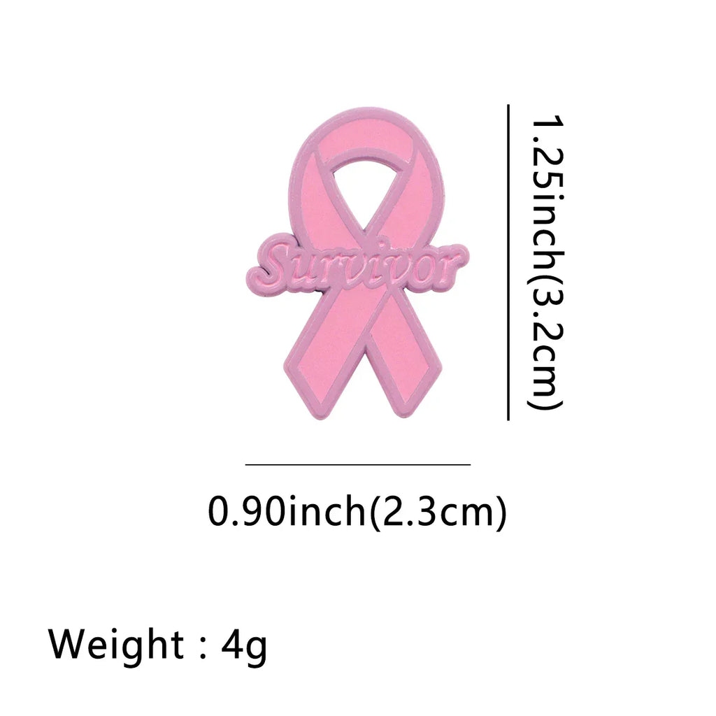 Pink Ribbon Cancer Survivor Enamel Pin 1