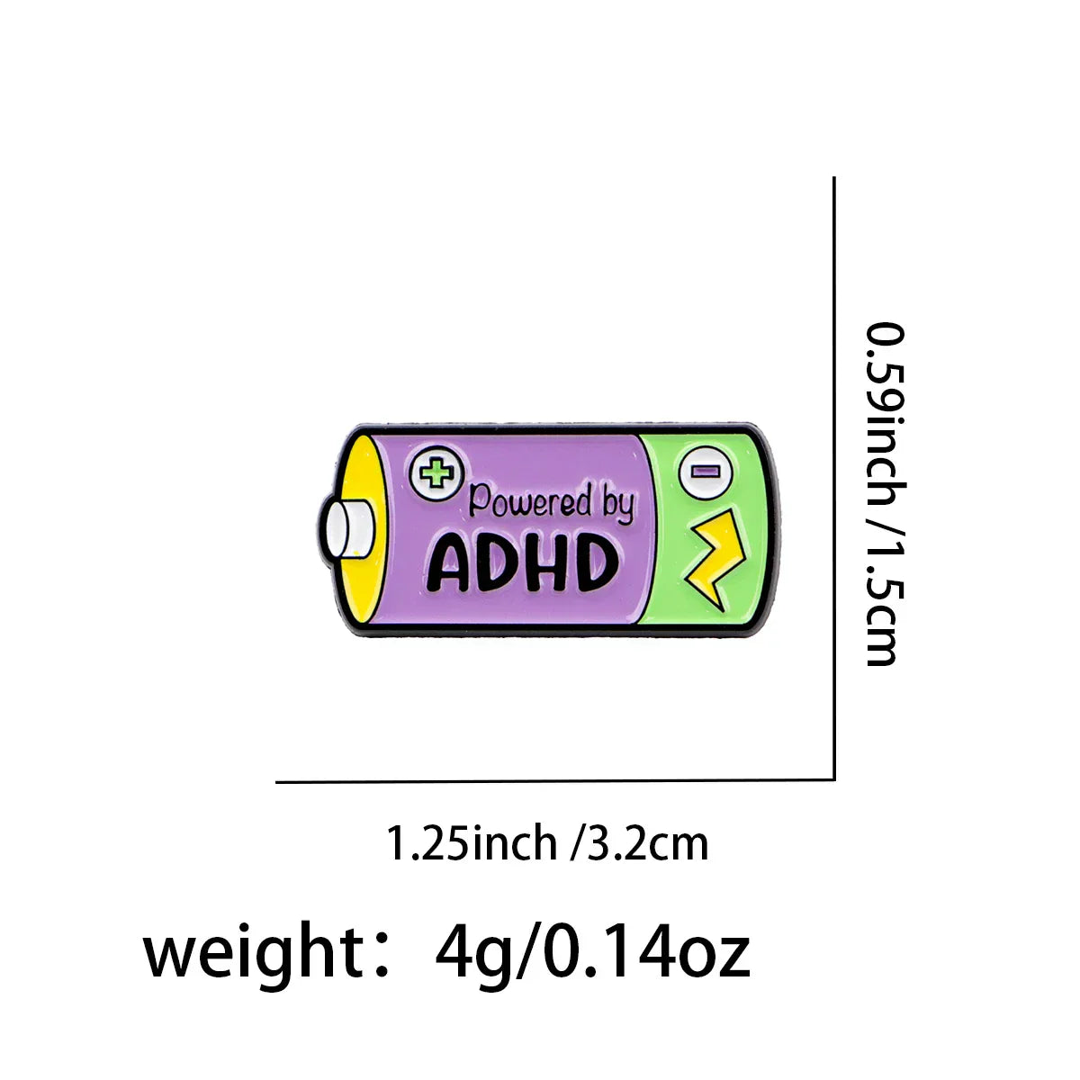 ADHD Awareness Enamel Pin Battery Brooch Pines Lapel Pins Badge on Backpack Clothing Accessories Fashion Jewelry