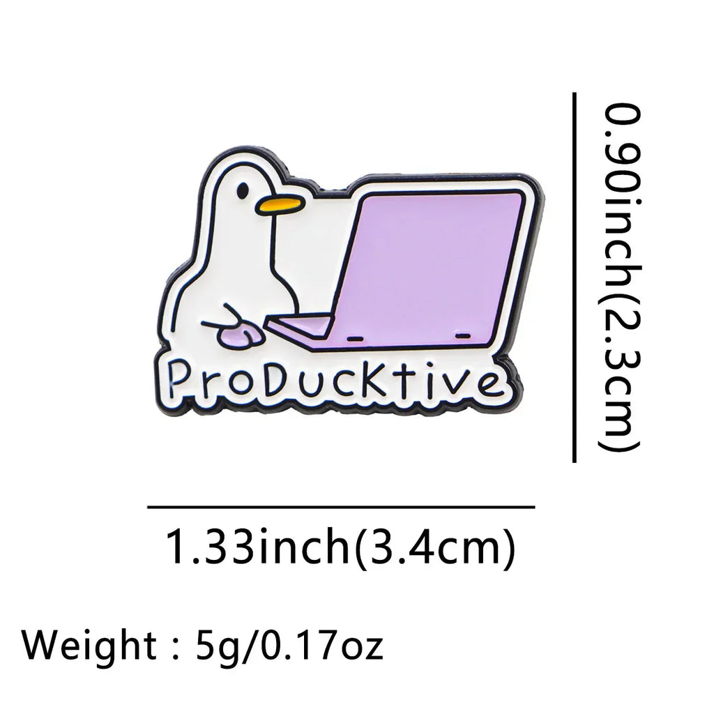 Funny Duck Enamel Pin Work Quotes Brooch Pines Lapel Pins Badge on Backpack Clothing Accessories Animal Jewelry Friends