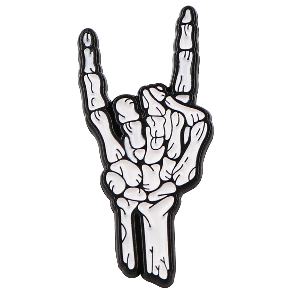 Punk Rock Skeleton Finger Enamel Pin 1
