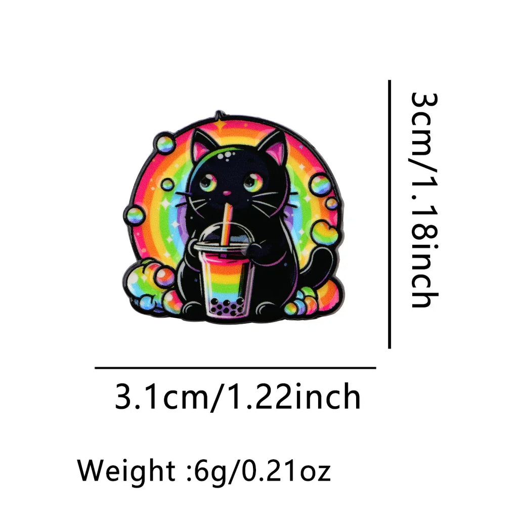Rainbow Cat Enamel Pin Cute Animal Brooch Pines Lapel Pins Badge on Backpack Clothing Accessories Cartoon Jewelry