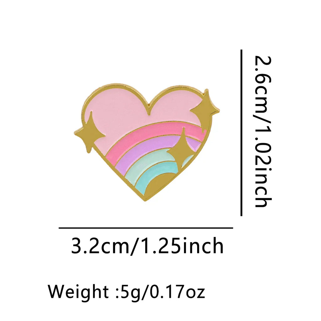 Rainbow Heart Enamel Pin Cute Brooch Pines Lapel Pins Badge on Backpack Clothing Accessories Fashion Jewelry Friends