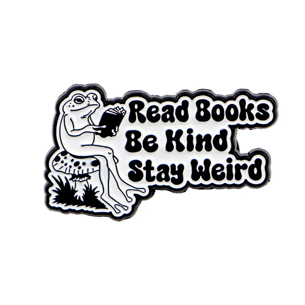 Funny Frog Enamel Pin ’Read Books’ Brooch Pines Lapel Pins Badge on Backpack Clothing Accessories Animal Jewelry Book
