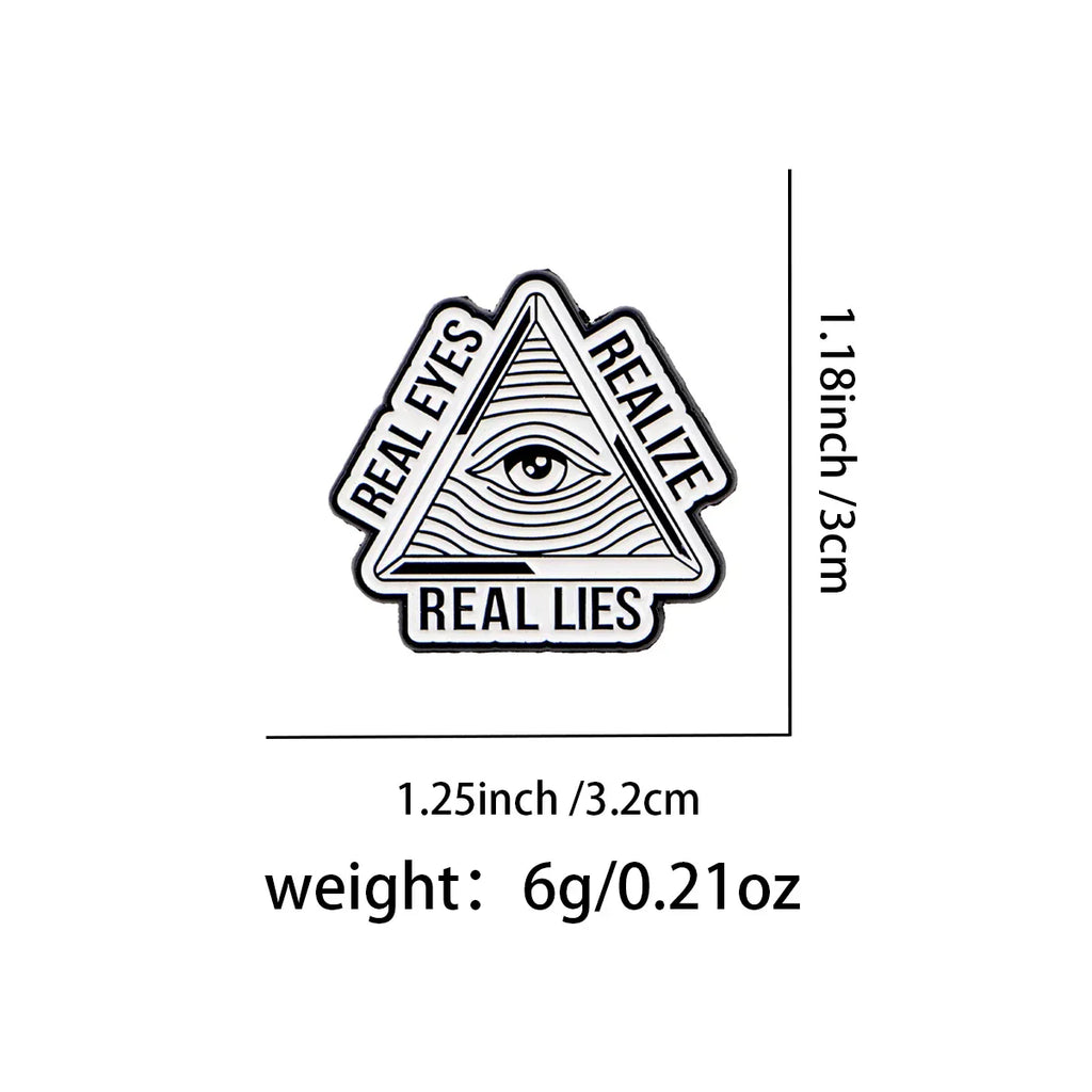 ’Real Eyes Realize Real Lies’ Enamel Pin Lapel Pins for Backpack Eye Brooches for Women Fashion Jewelry Accessories