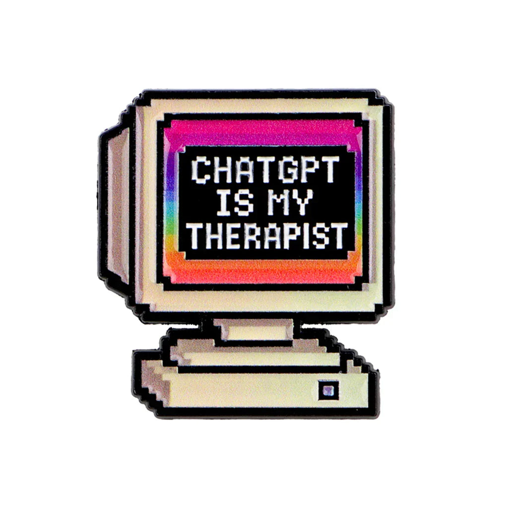 Retro ’ChatGPT Is My Therapist ’ Funny AI Enamel Pin Lapel Pins Brooches for Women Fashion Jewelry Accessories Friends