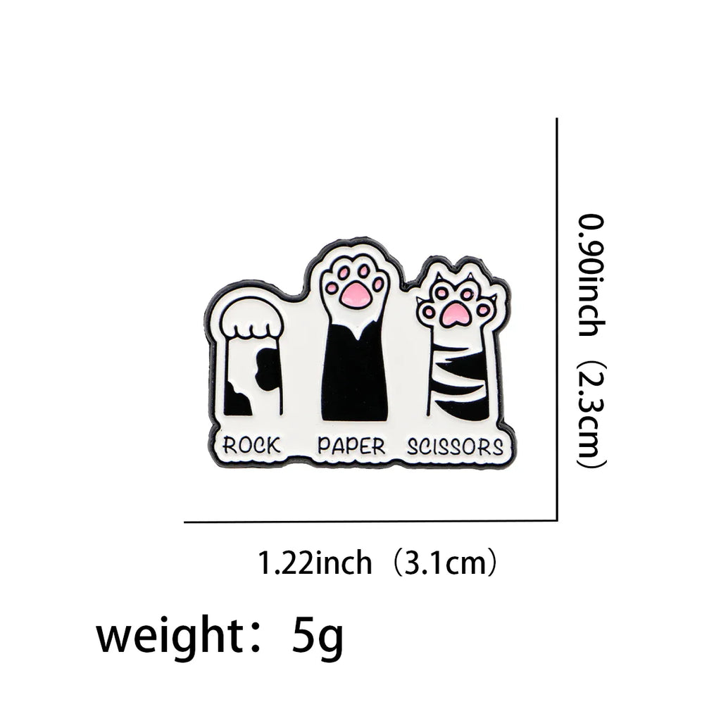Rock Paper Scissors Cat Paw Enamel Pin 1