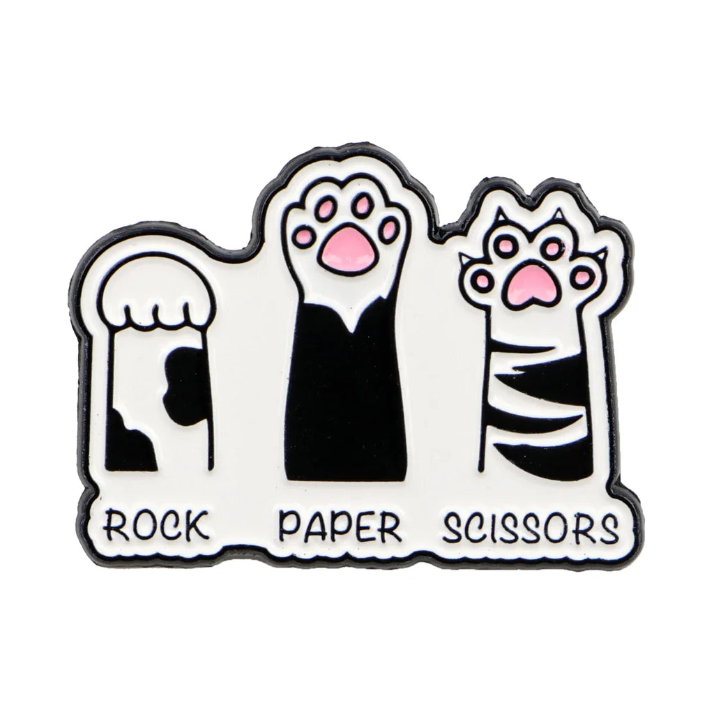 Rock Paper Scissors Cat Paw Enamel Pin 1